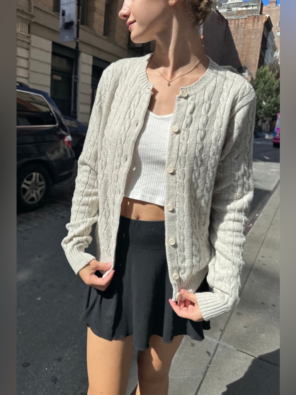 Brandy Melville Olsen Wool Cable Knot Cardigan